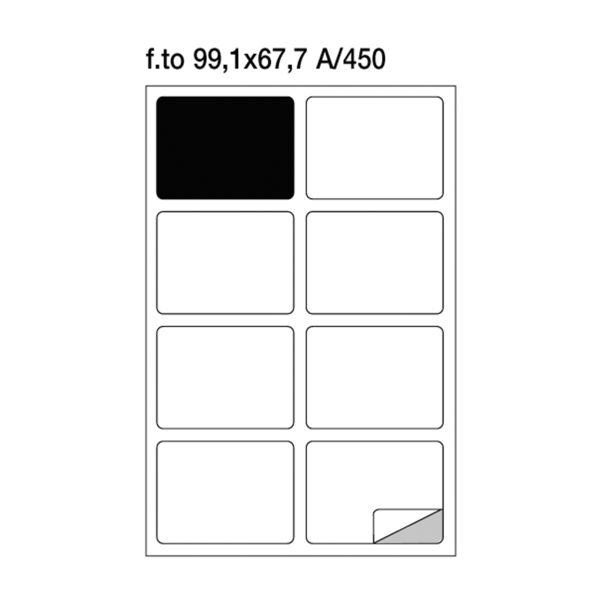 Fogli adesivi per stampanti A4 99x67 mm - Angoli arrotondati