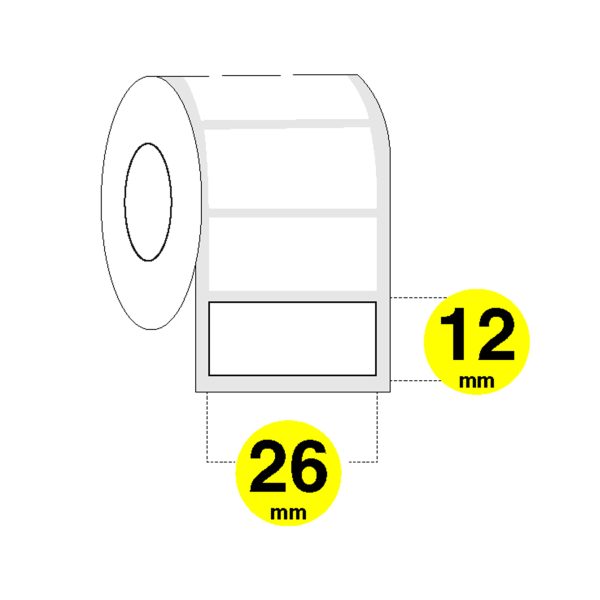 Etichette prezzatrice 26x12 mm rettangolari colla permanente