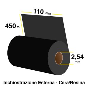 Ribbon cera resina mm 110x450 m avvolgimento esterno