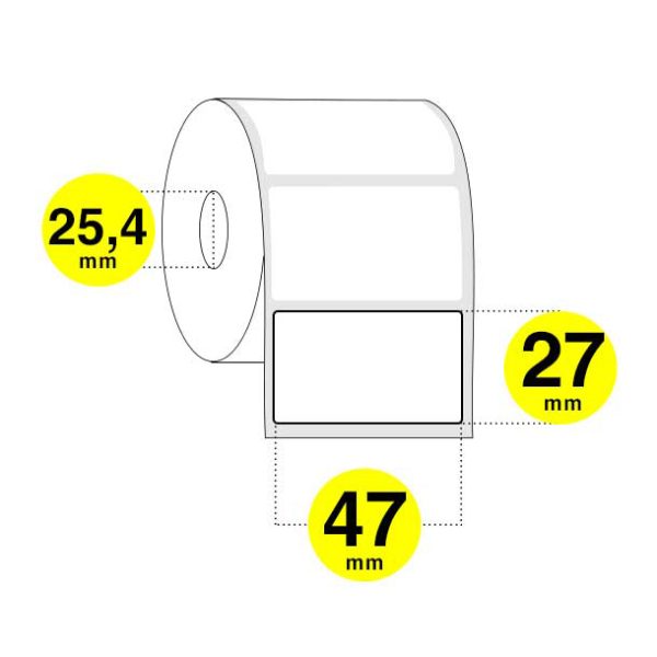 Bobine etichette adesive 47x27 mm - carta termica diretta