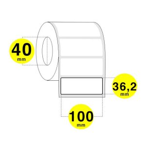 Rotoli etichette adesive 100x36 mm carta termica diretta anima 40 - Confezione da 6 rotoli x 1100 etichette