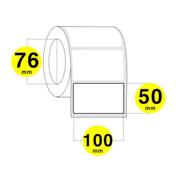 Bobina etichette Adesive 100x50 mm Carta Termica Diretta Anima 76 - colla permanente
