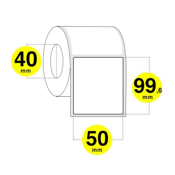 Etichette adesive 50x100 mm - carta bianca opaca - vellum - Confezione da 12 rotoli x 400 etichette