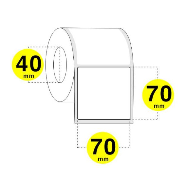 Bobina etichette adesive 70x70 mm - carta bianca opaca
