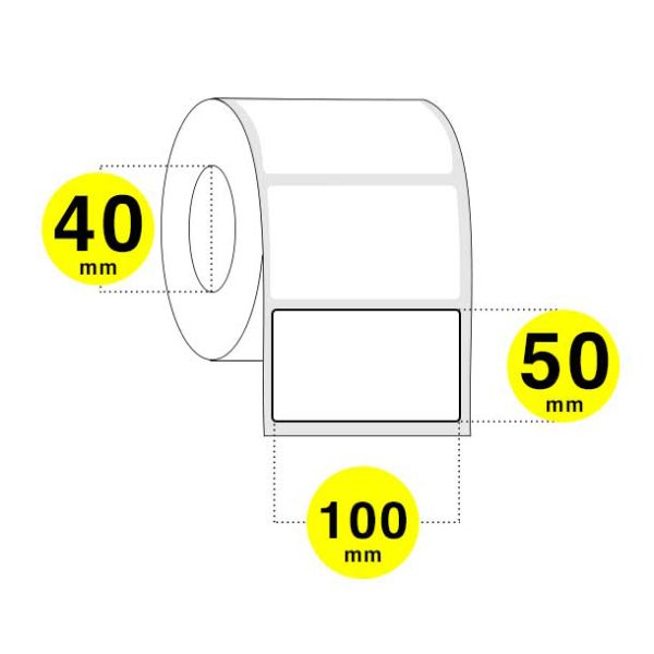 Etichette adesive in bobina 100 x 50 mm - carta bianca opaca