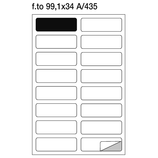 Fogli A4 con etichette adesive 99x34 mm angoli arrotondati