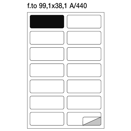 Etichette adesive su foglio A4 in carta 99x38 mm - Angoli Arrotondati - scatola da 100 Fogli.