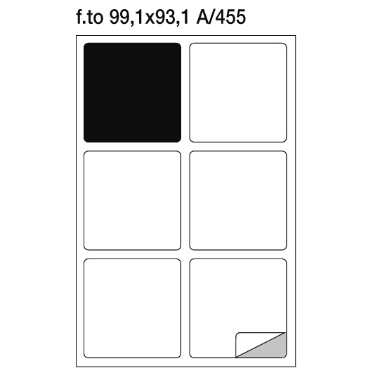 Fogli A4 adesivi etichette 99 x 93 mm angoli arrotondati