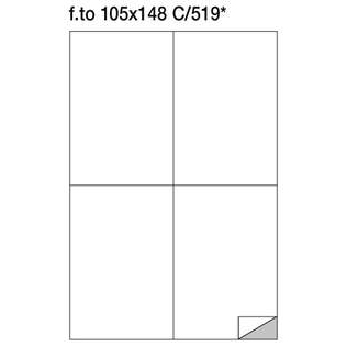 Fogli etichette adesive A4 formato 105x148 mm angoli vivi