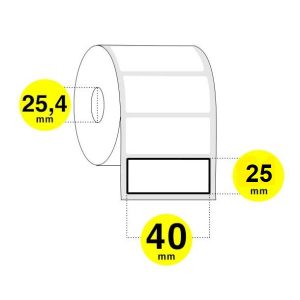Etichette adesive 40x25 mm carta termica diretta anima 25