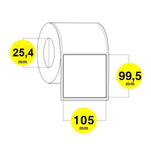 Etichette adesive 105x100 mm carta bianca opaca anima 25